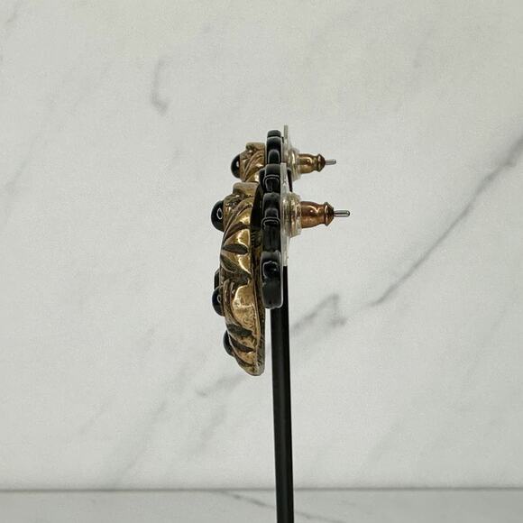 Chico's Vintage Boho Rhinestone Studded Gold Tone Earrings Pierced Pair - Picture 2 of 12